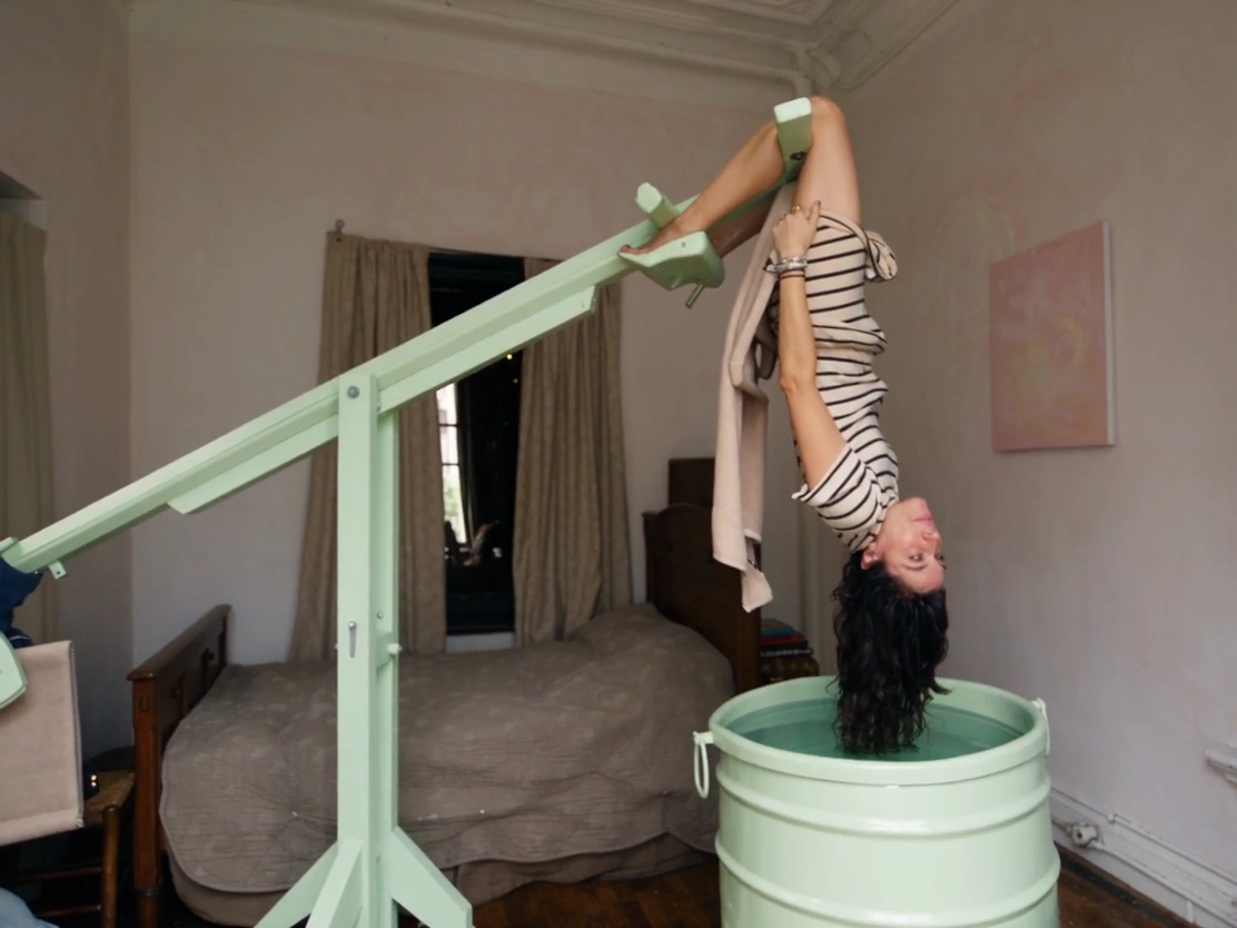 Historic Room Performance Art: Dripping Cloth and Rhythmic Water Dunk