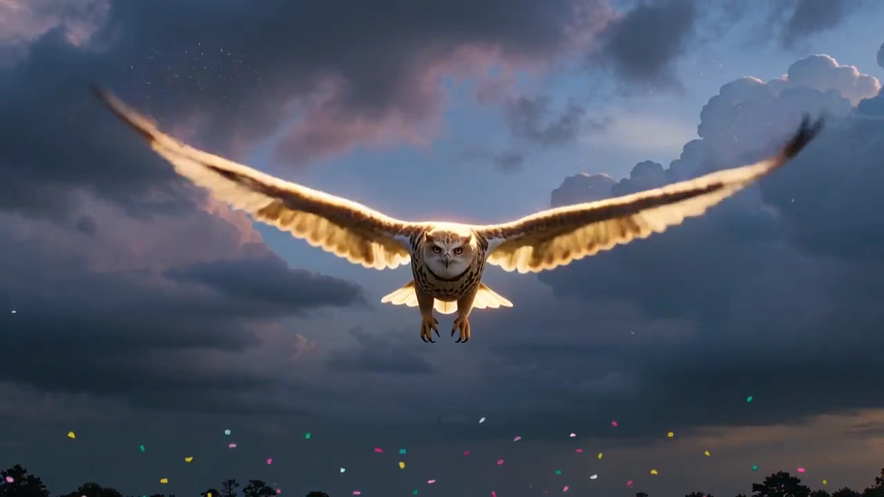 Luminous Winged Giant Rises Into Blue Sky After Storm