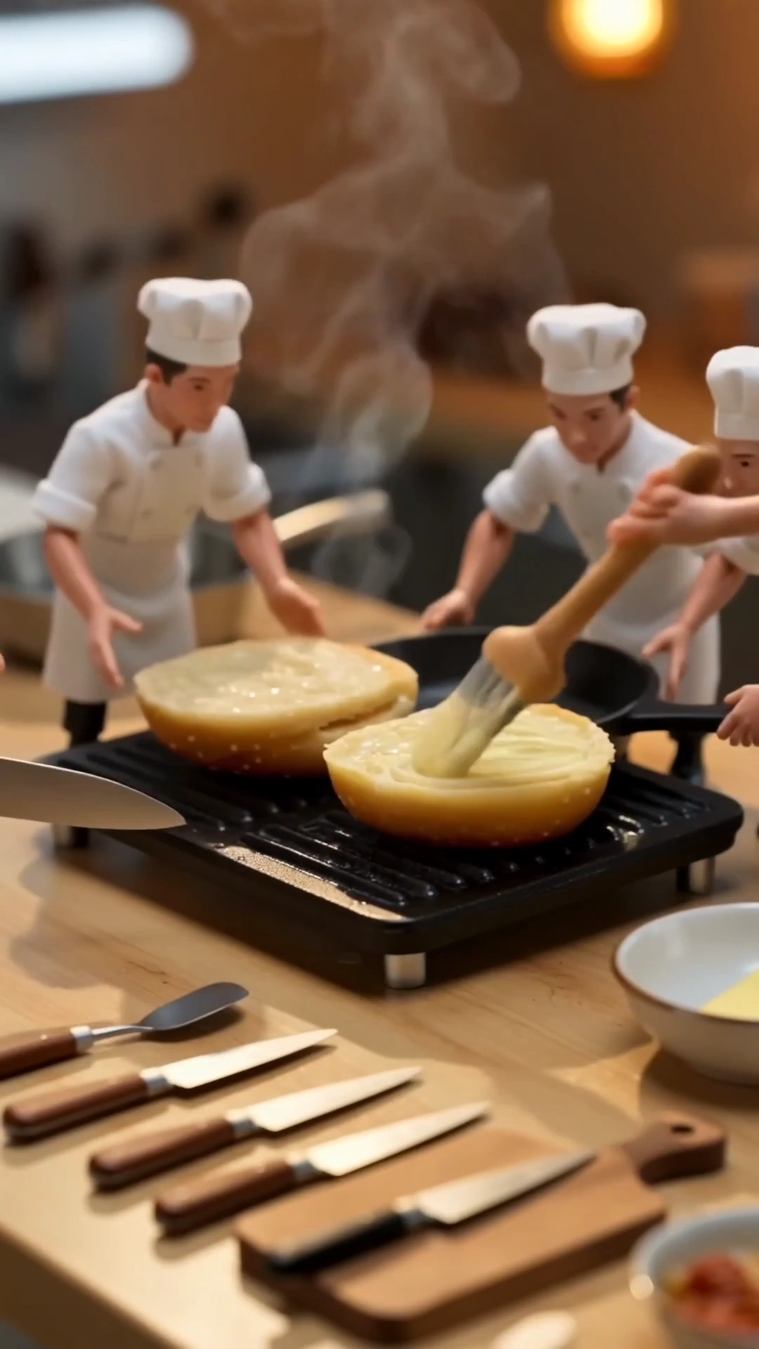 Miniature Chefs Build a Tiny Burger with Macro Precision