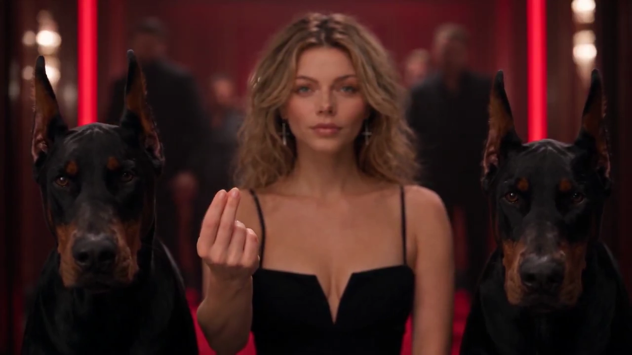 Elegant Woman Tames Violent Club While Pistol Falls Under Her Heel