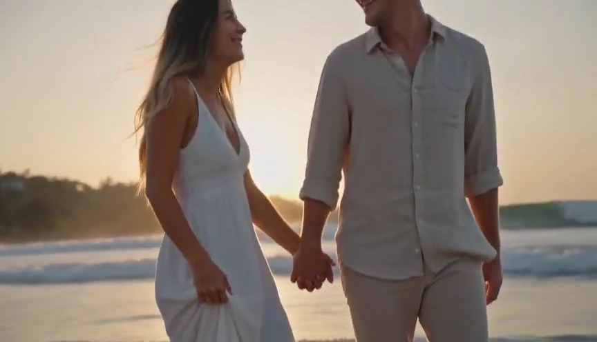 White Dress and Linen Shirt Drift Through Bali's Dreamy Tropical Light
