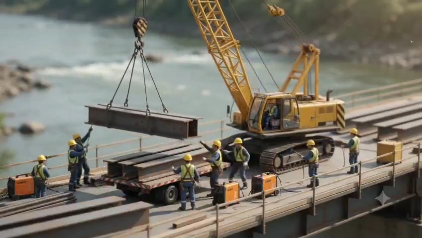 Miniature Workers Construct Colossal Bridge in Ten Second Time Lapse