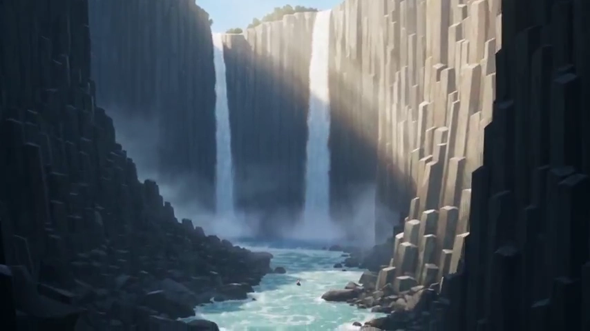 White-Haired Paddler Navigates Treacherous Waterfall Canyon with Steely Focus