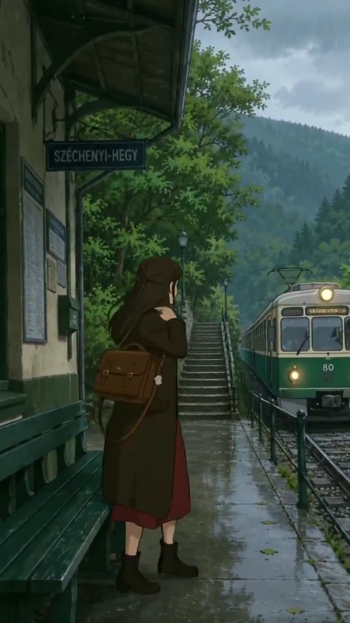 Cozy Night Noodles After Rainy Walk Downhill in Anime