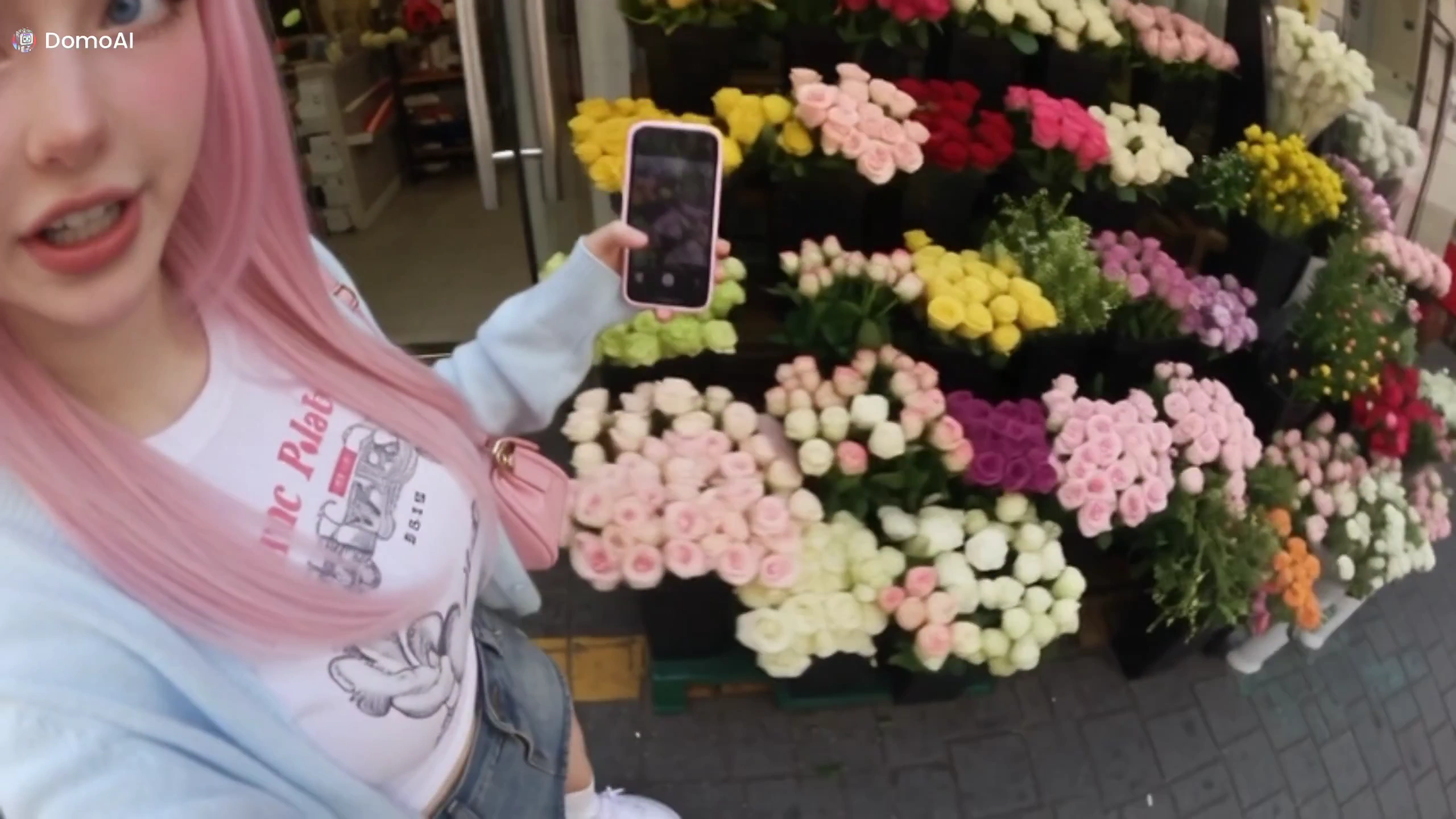 Pastel Cardigan Girl Films Grainy Seoul Adventures on Old Smartphone
