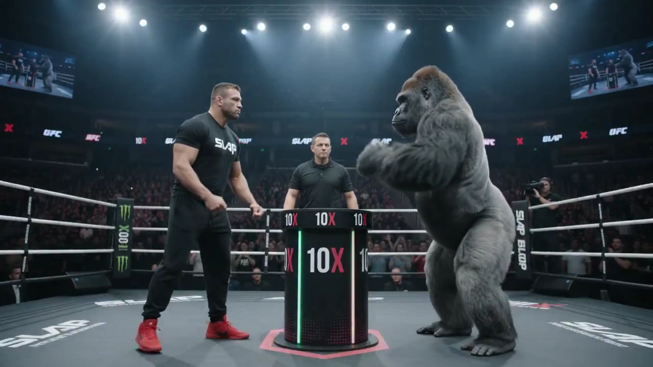 Silverback Gorilla Faces Off Against Human In Surreal Slap Fight