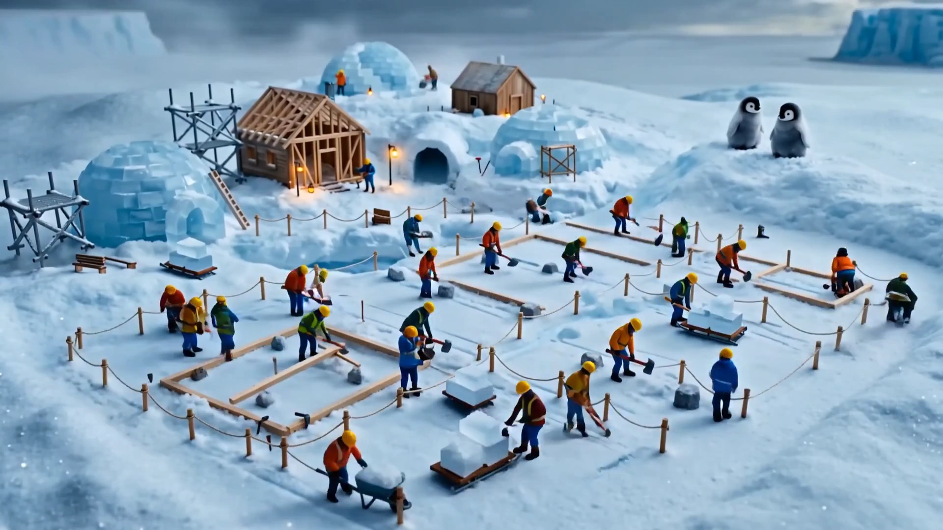 Tiny Hands Craft a Snowy Penguin Village in One Continuous Shot
