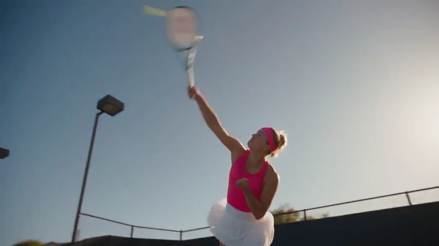 Time Freezes as Pink-Clad Player Reveals Wilson Logo on Court