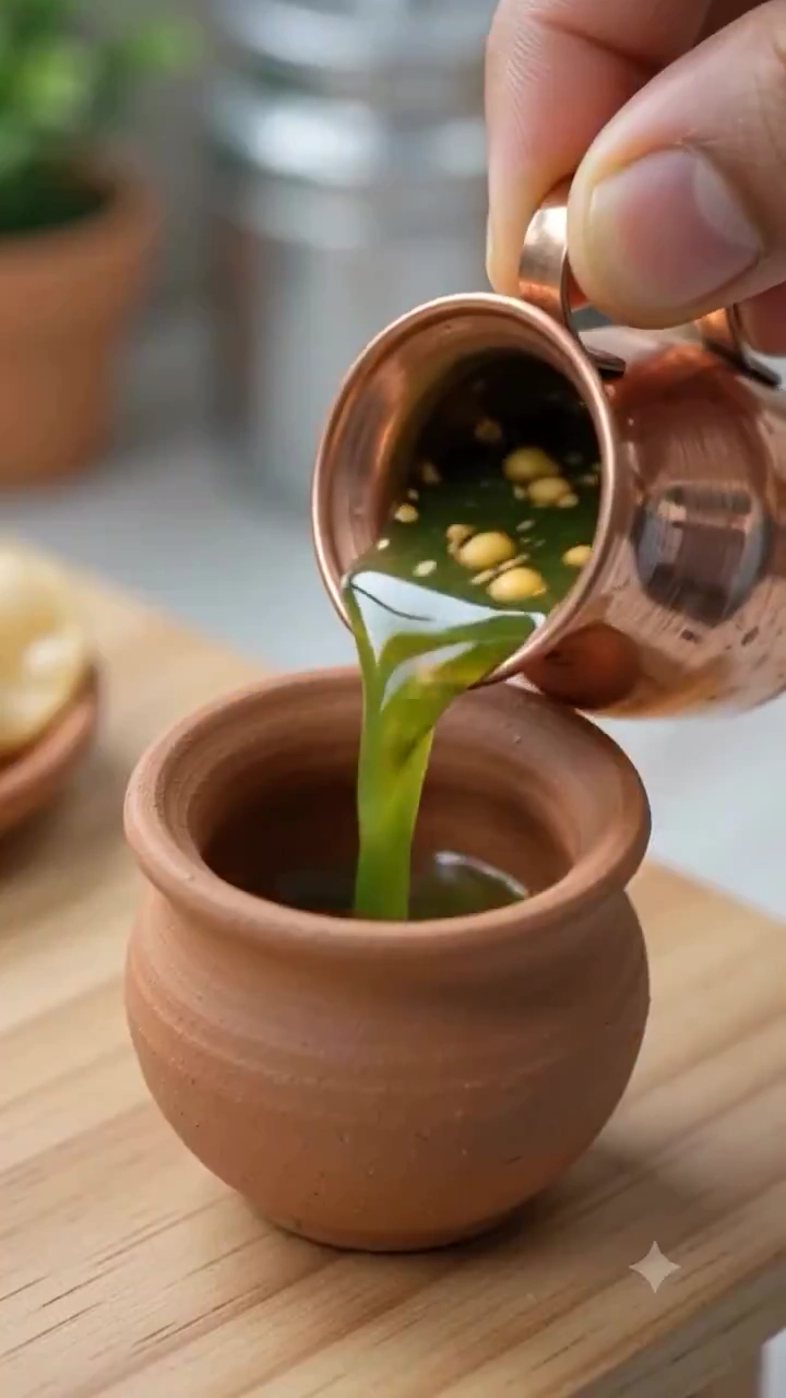 Miniature Chef Drizzles Green Pani Into Crispy Earthenware Puri