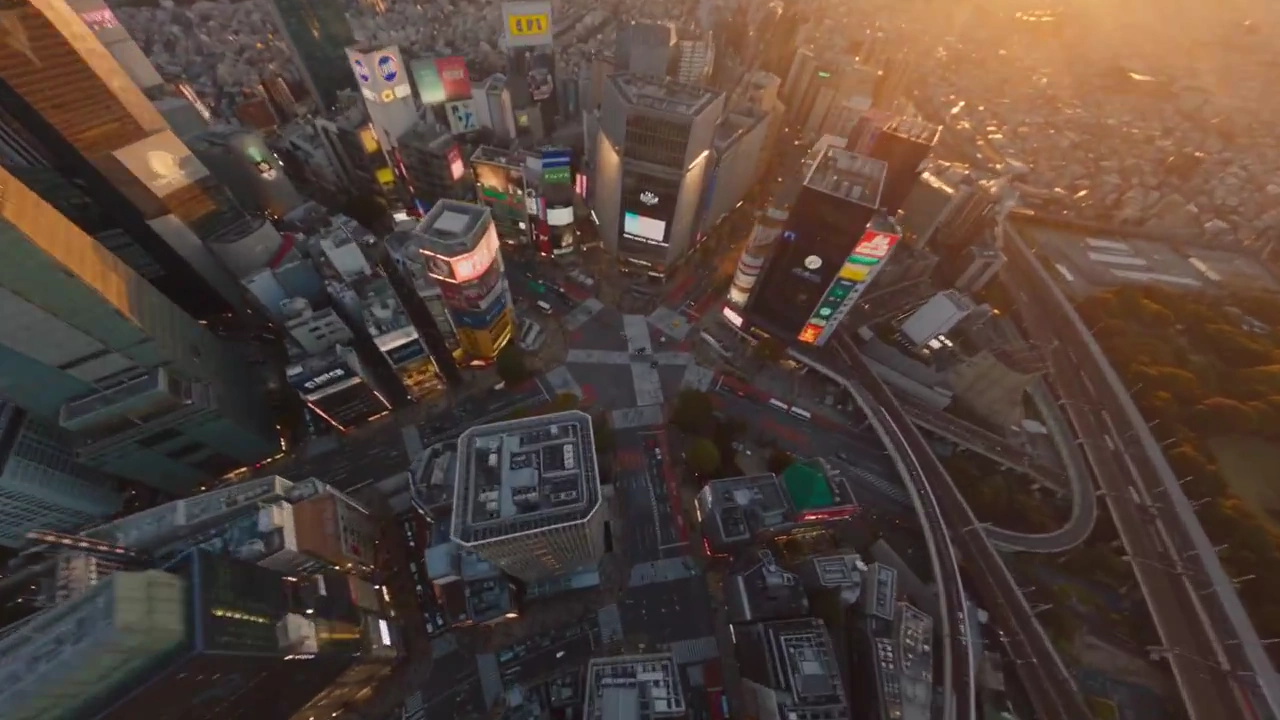 One Unbroken Drone Flight Dives Beneath Tokyo's Glowing Neon Signs