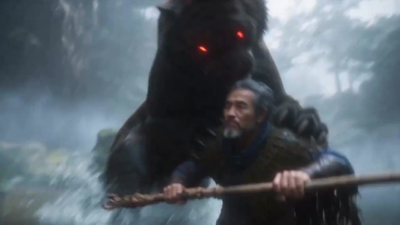 Ancient Forest Duel Erupts Between Staff Warrior and Beast