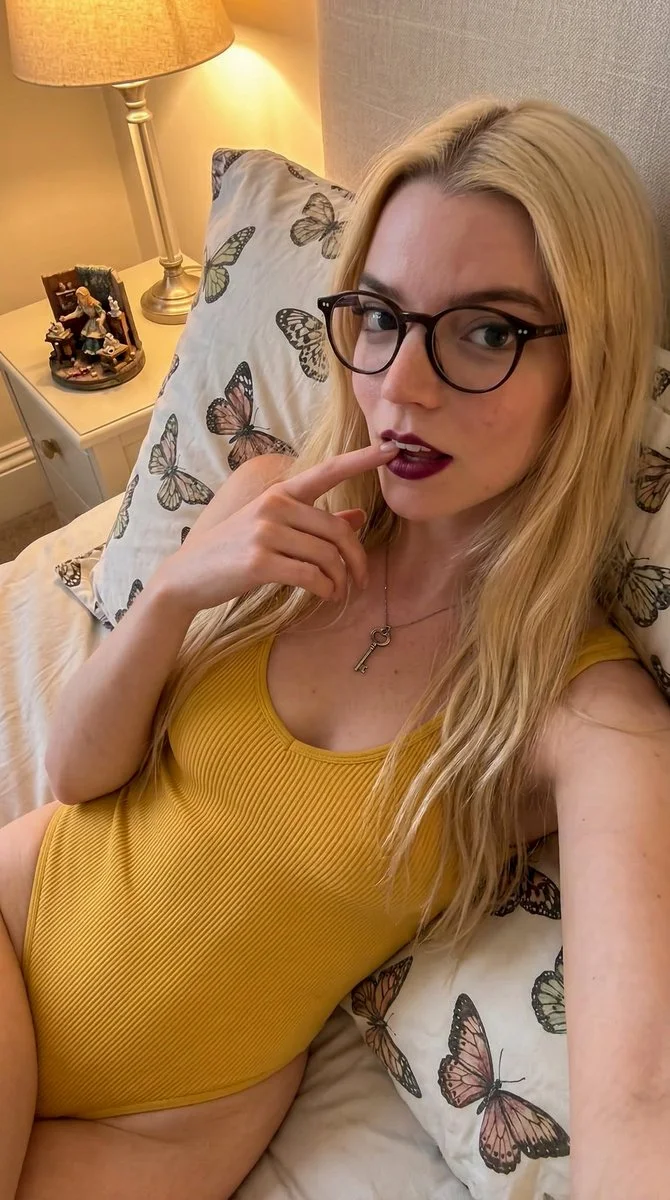 Cozy Bedroom Selfie with Playful Warmth