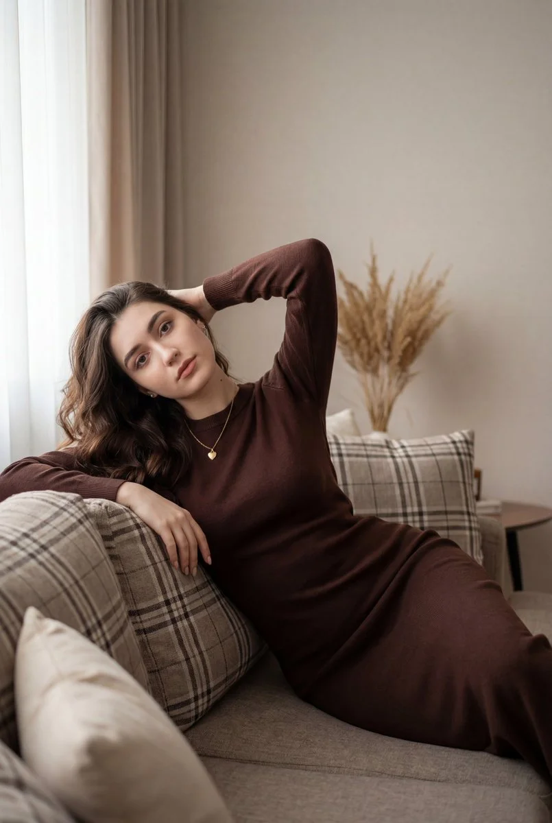 Cozy Confidence: A Serene Indoor Portrait
