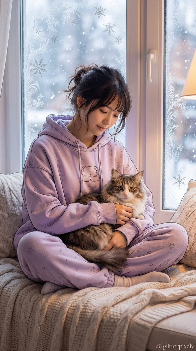 Cozy Kawaii Bliss: A Winter Portrait of Comfort
