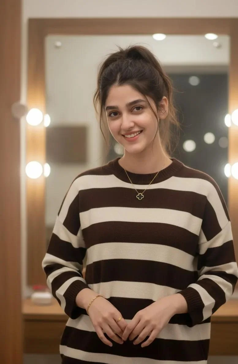 Cozy Reflections: A Warm Dressing Room Portrait