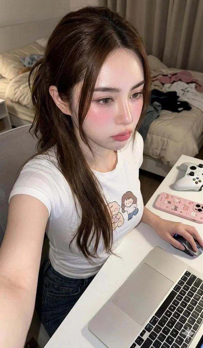 Cozy Snacktime Selfie with Playful Gaze