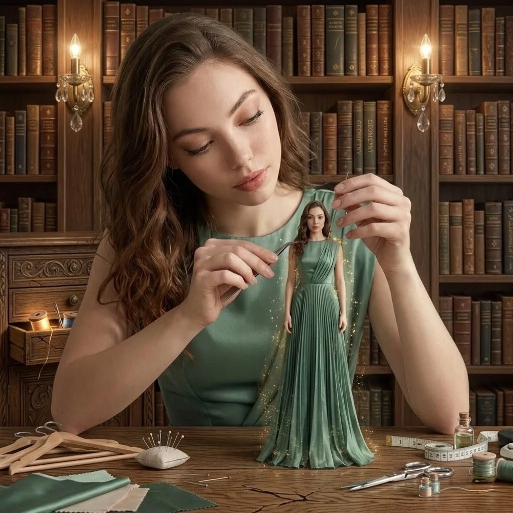 Crafting a Miniature Self in a Vintage Library Sanctuary