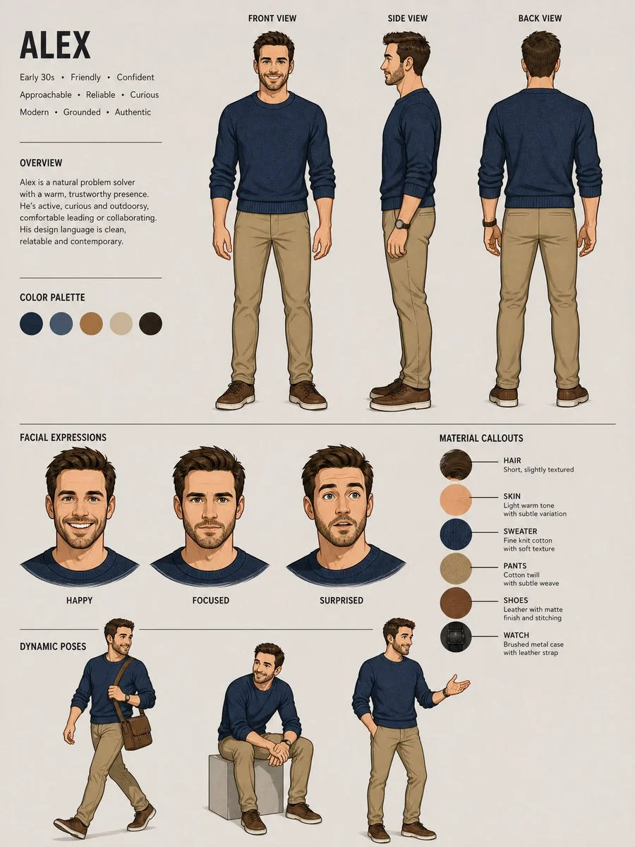 Create a Polished Animation Character Sheet with Detailed Analysis