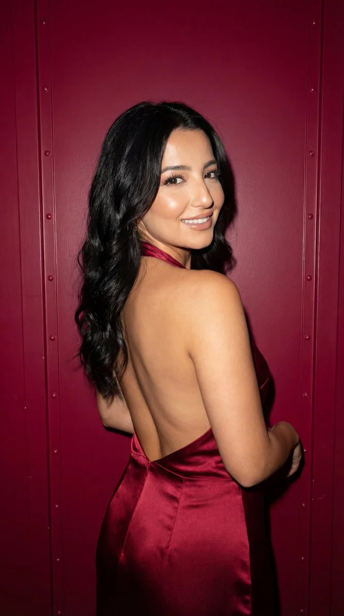 Crimson Elegance: A Backless Beauty Portrait