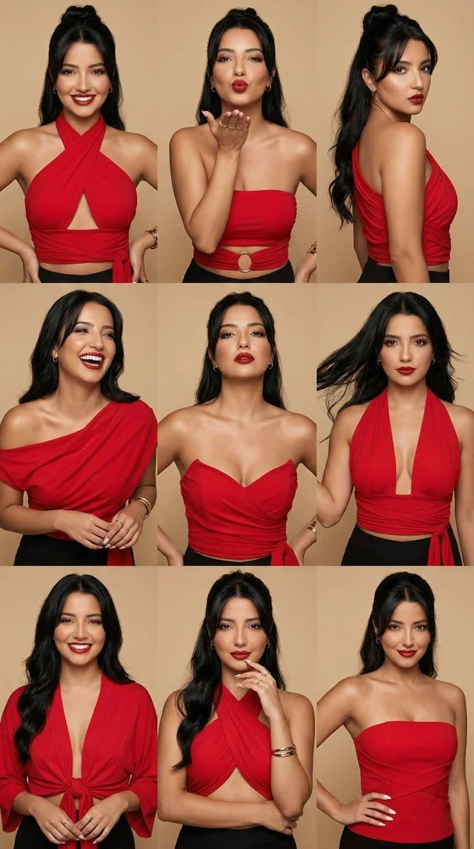 Crimson Elegance: Nine Faces of Glamour