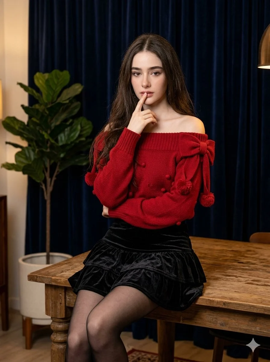 Crimson Elegance: South Asian Fashion Portrait