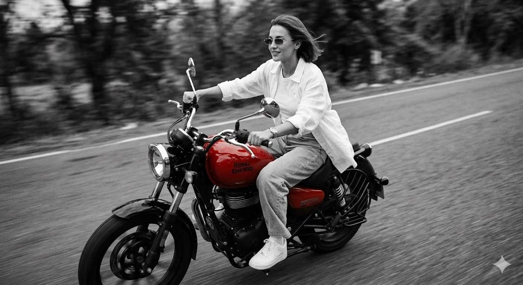 Crimson Ride in Monochrome Motion