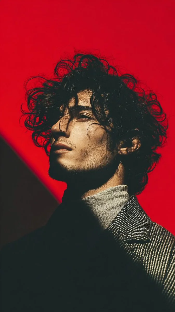 Crimson Shadows: Intense Portrait Drama