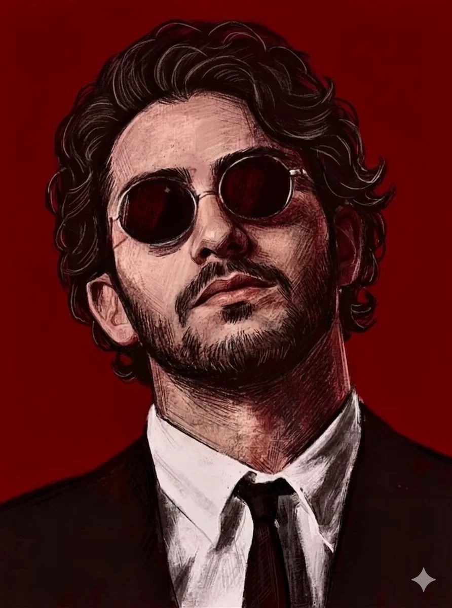 Crimson Vigilante in Textured Noir