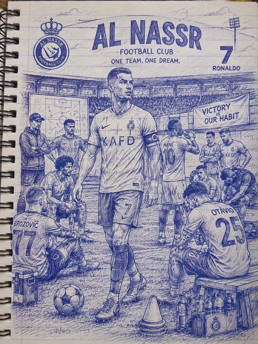 Cristiano Ronaldo leads Al Nassr in dramatic locker room sketch