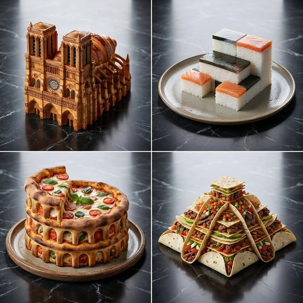 Culinary Wonders: Dishes and Architecture Unite