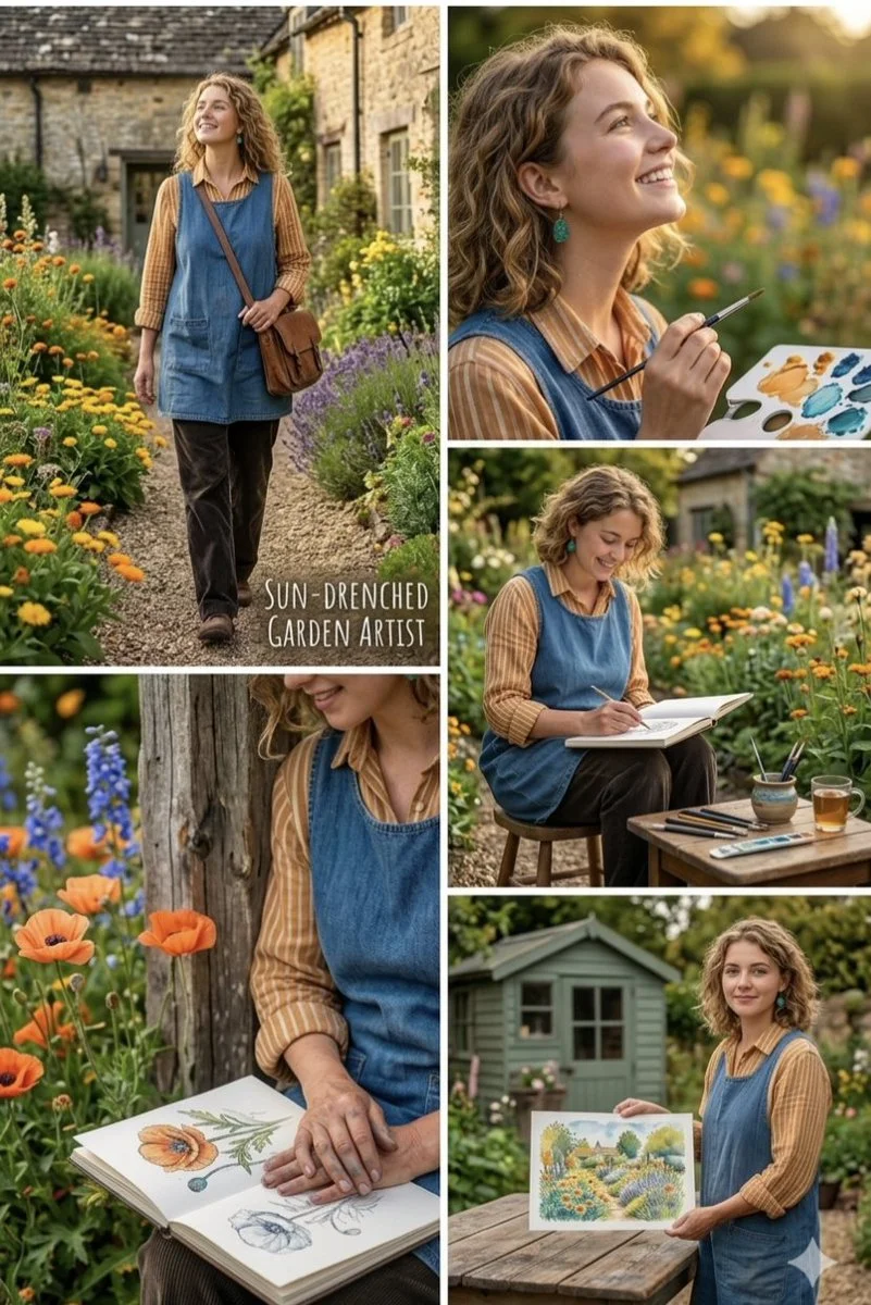 Curly-haired artist finds joy painting botanical watercolors in garden