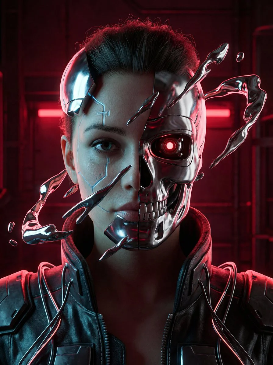 Cybernetic Split: Human Meets Chrome