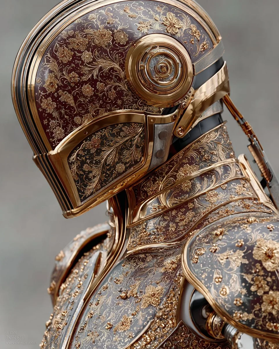 Cyberpunk Admiral in Baroque Mecha Armor