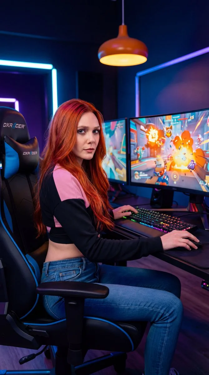 Cyberpunk Gamer's Edge: Power Meets Seduction