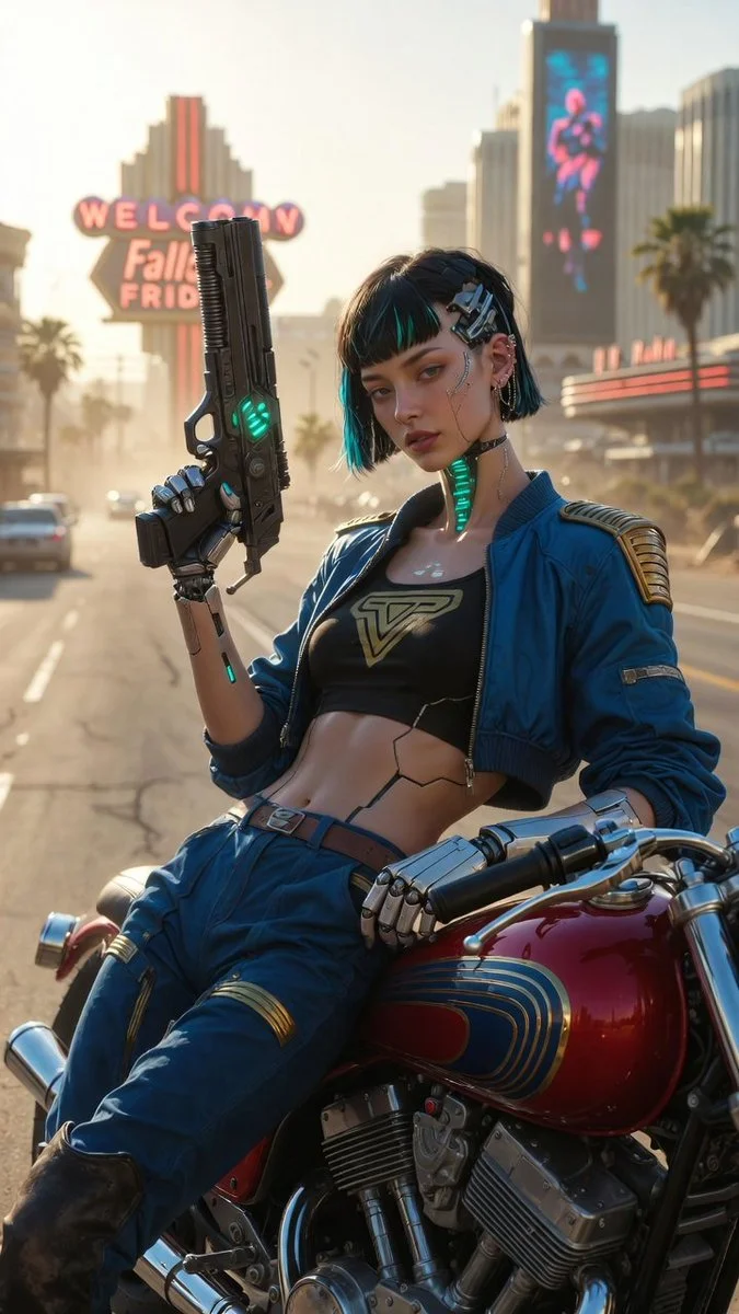 Cyborg Rebel at Dawn on Fallout Vegas Boulevard