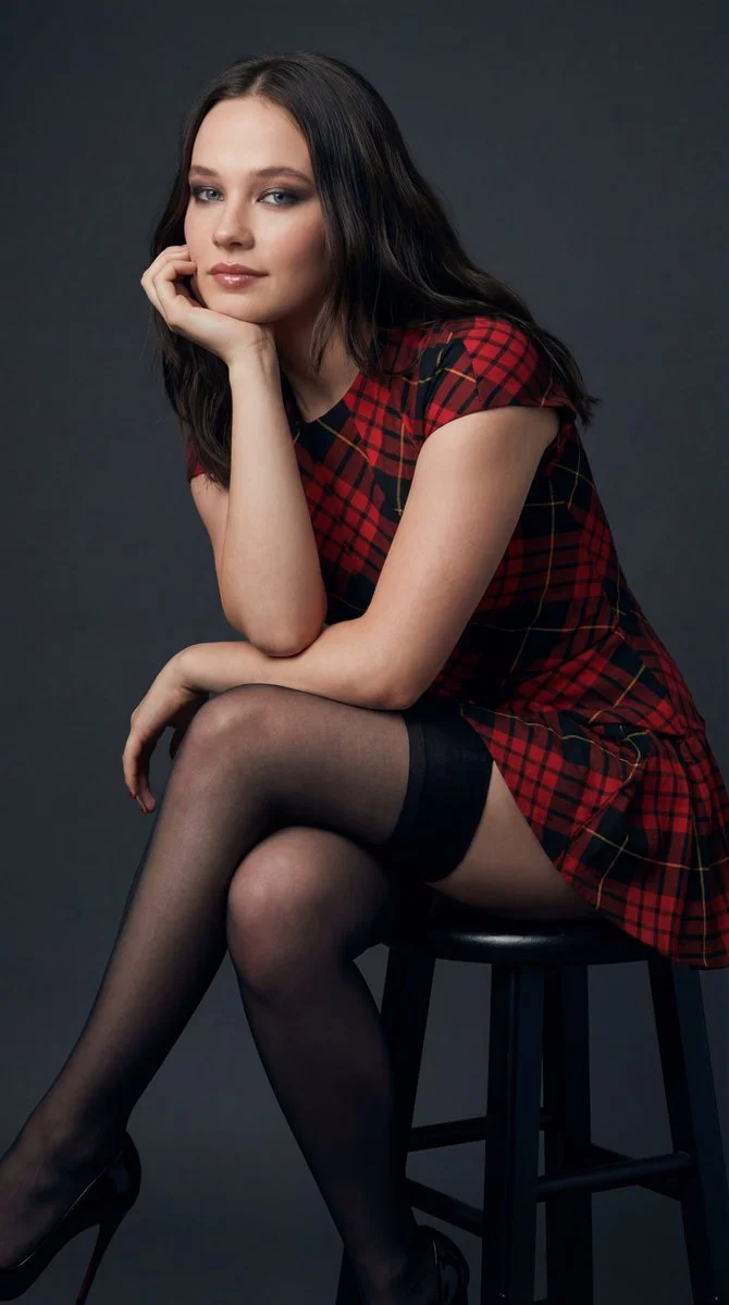 Dark Studio Glamour: Cailee Spaeny–Inspired Fashion Portrait