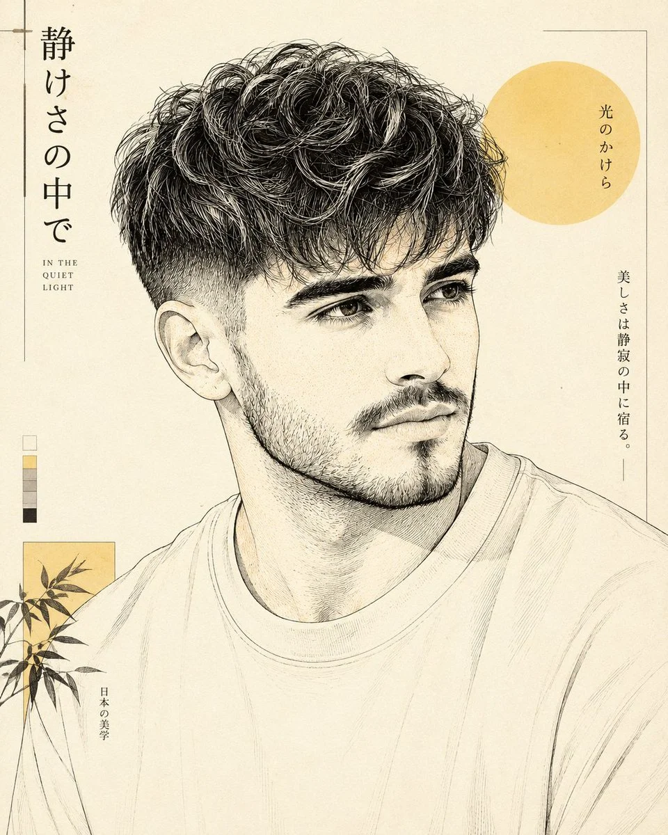 Delicate ink hatching transforms a portrait into minimalist editorial art