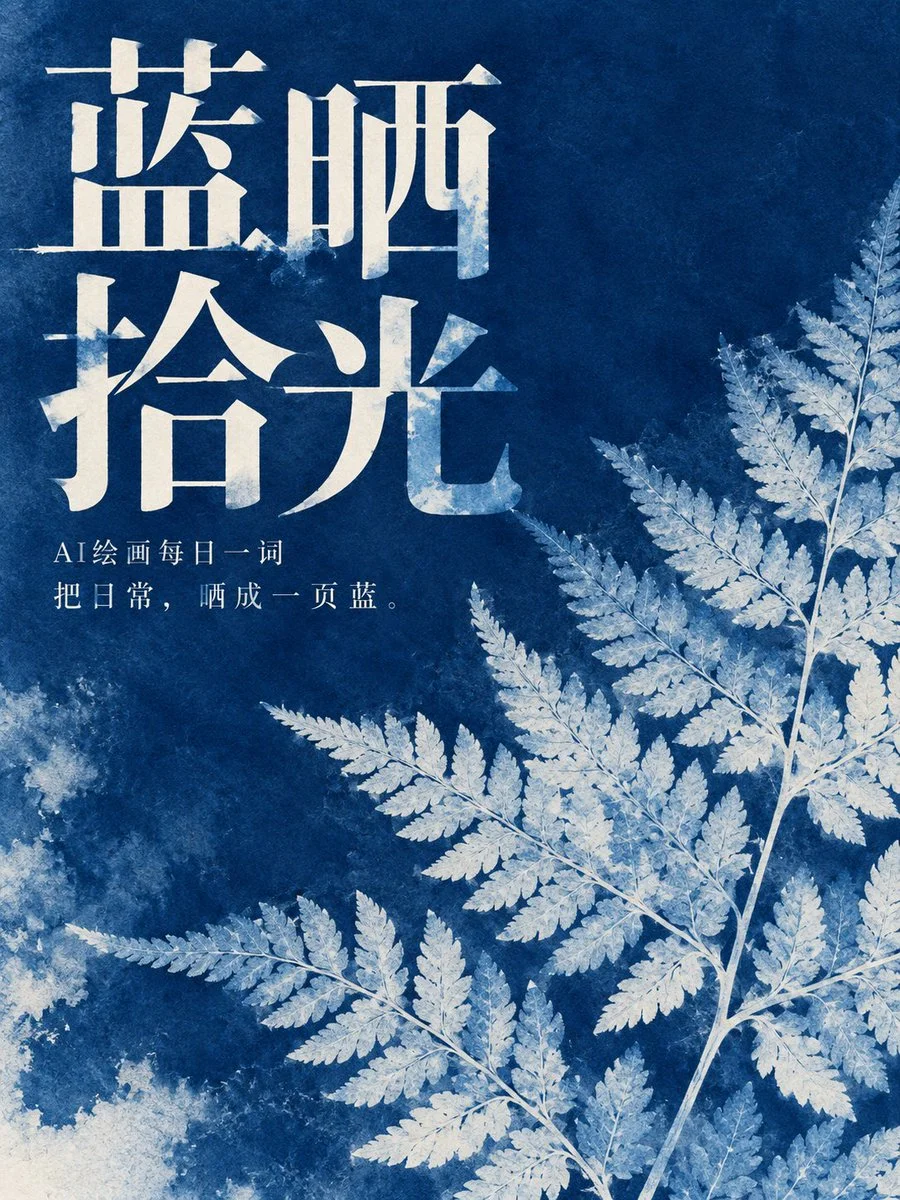 Delicate Leaf and Feather Cast Soft Cyanotype Light on Prussian Blue Paper