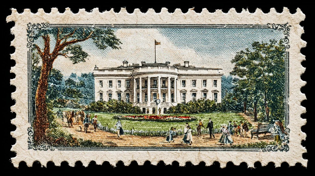 Delicate Vintage Stamp Featuring Iconic Capital Monument
