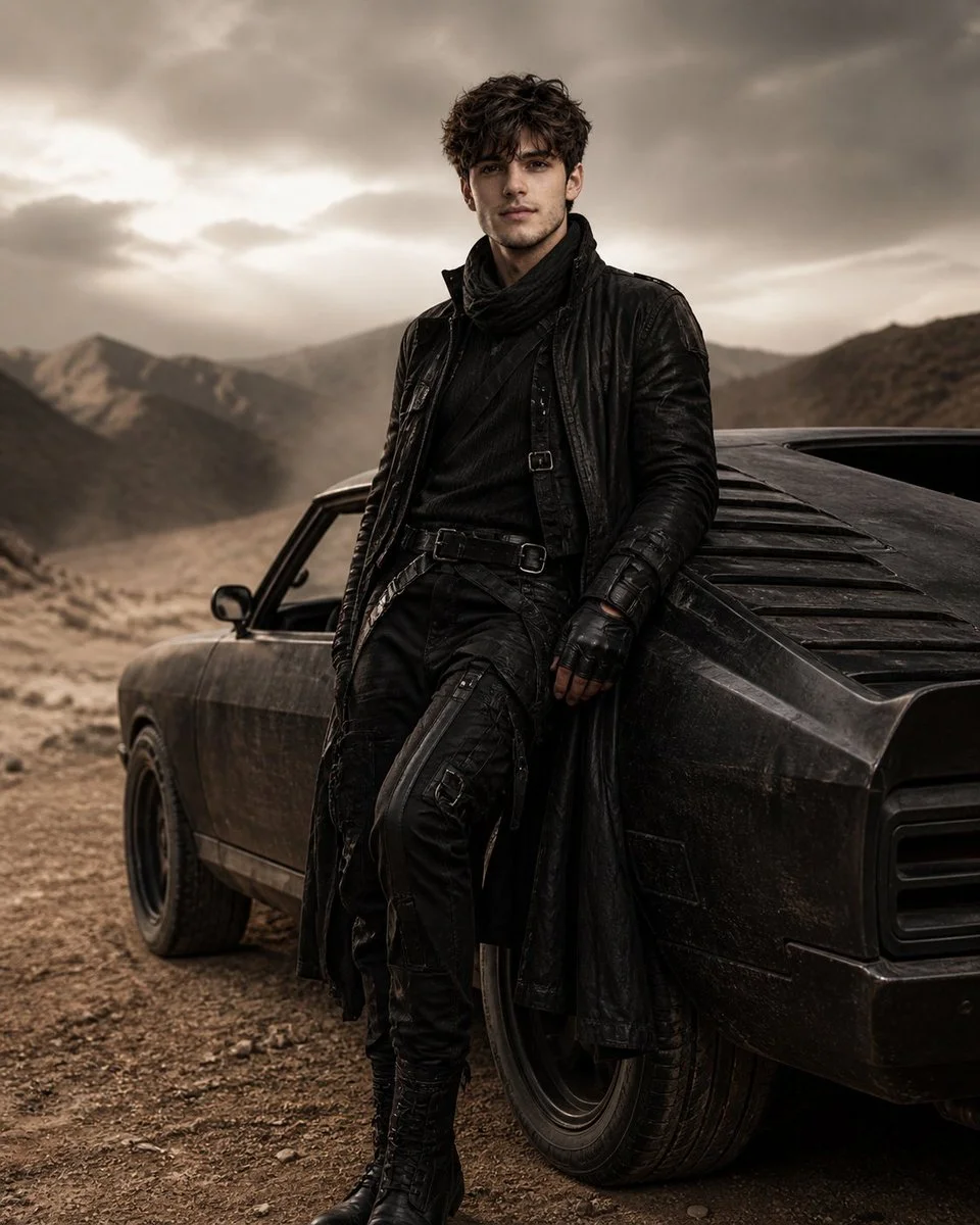 Desert Noir: Matte-Black Muscle in Harsh Sunlight