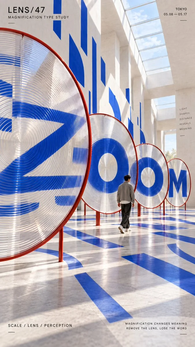 Designing Vertical Posters with Optical and Architectural Typography Installations