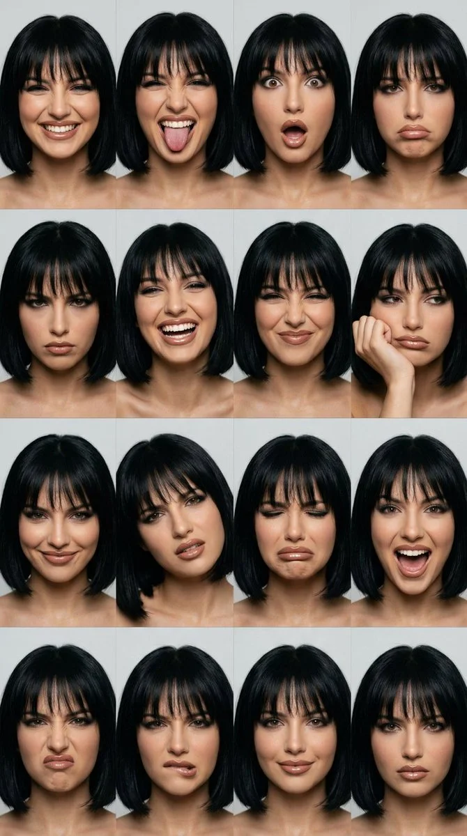 Diverse Emotions in a Photobooth: 16 Expressions of One Woman