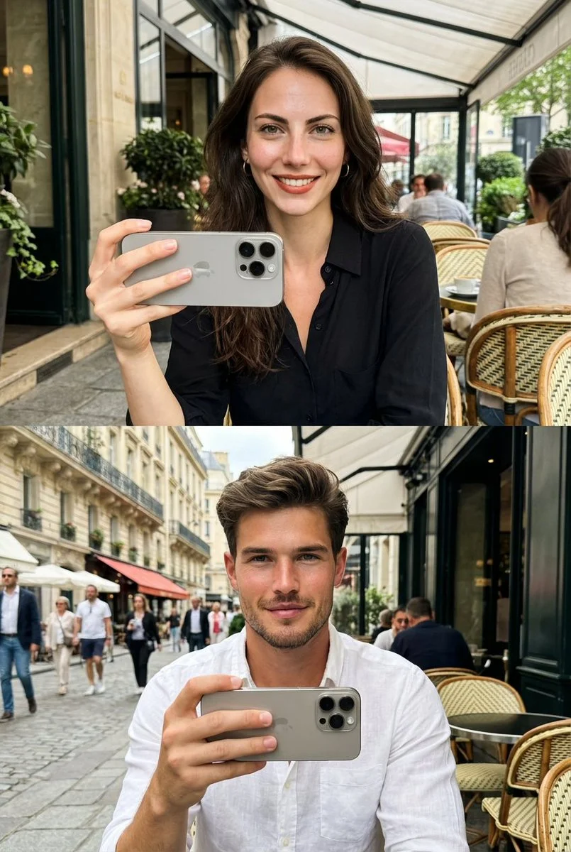 Double the Love: Café Selfie in Paris