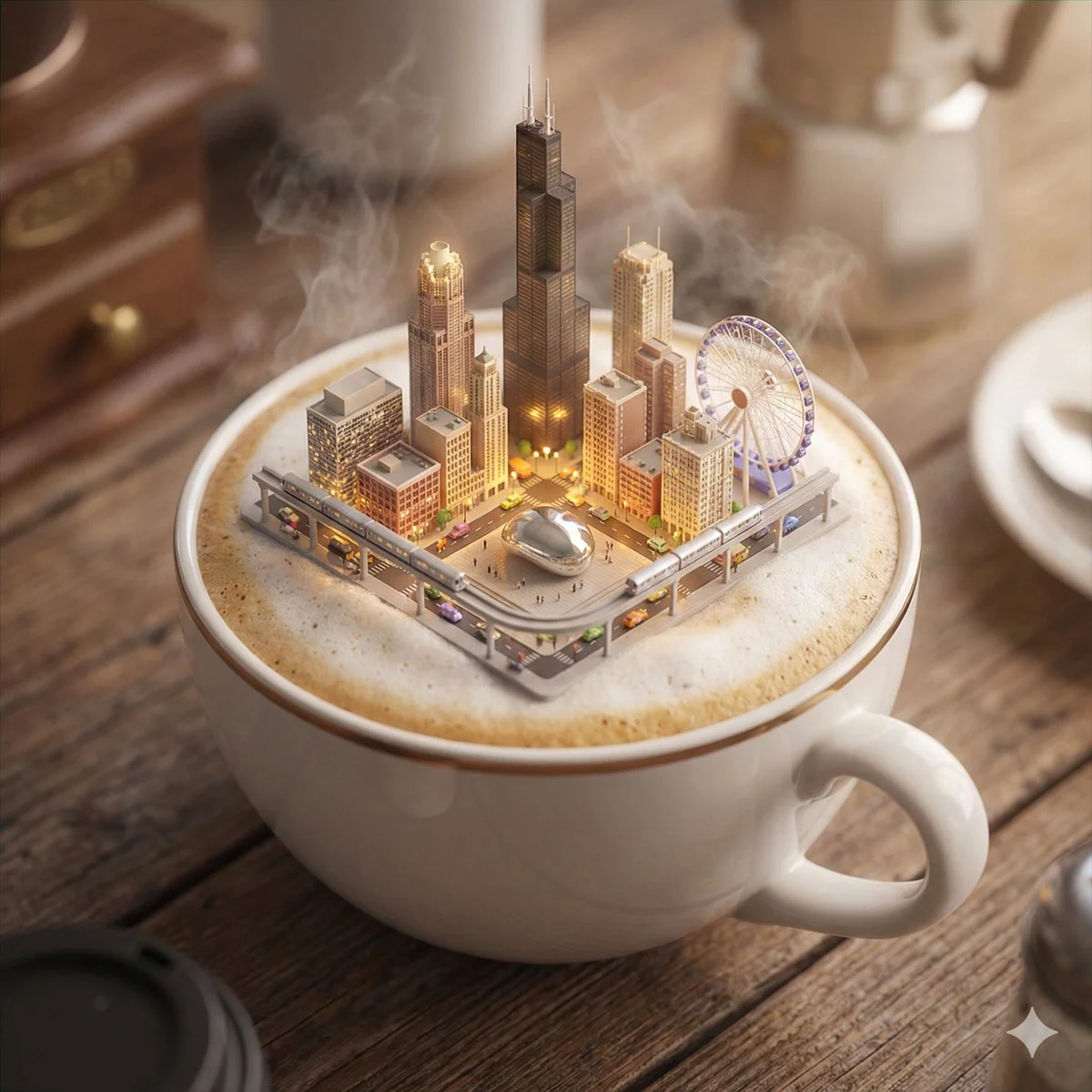 Dreamy Cappuccino Cityscape: A 3D Marvel Awaits!