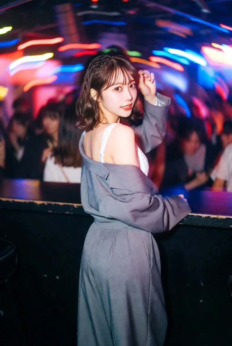 Dreamy Nightclub Idol in Neon Haze
