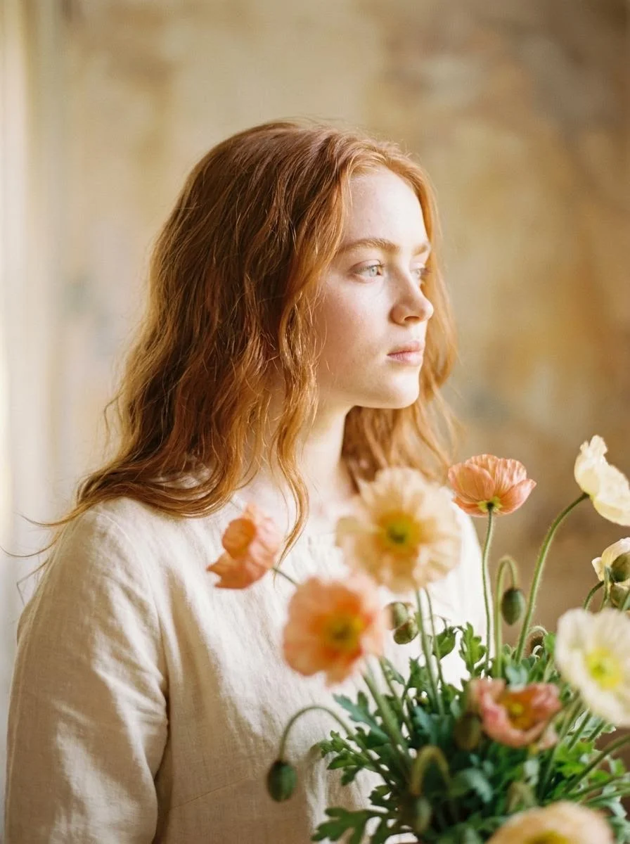 Dreamy Portrait with Delicate Floral Veil