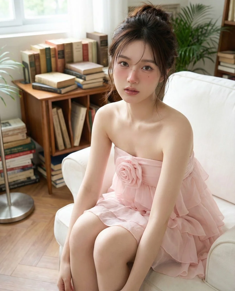 Dreamy Reflection in a Cozy Library Nook