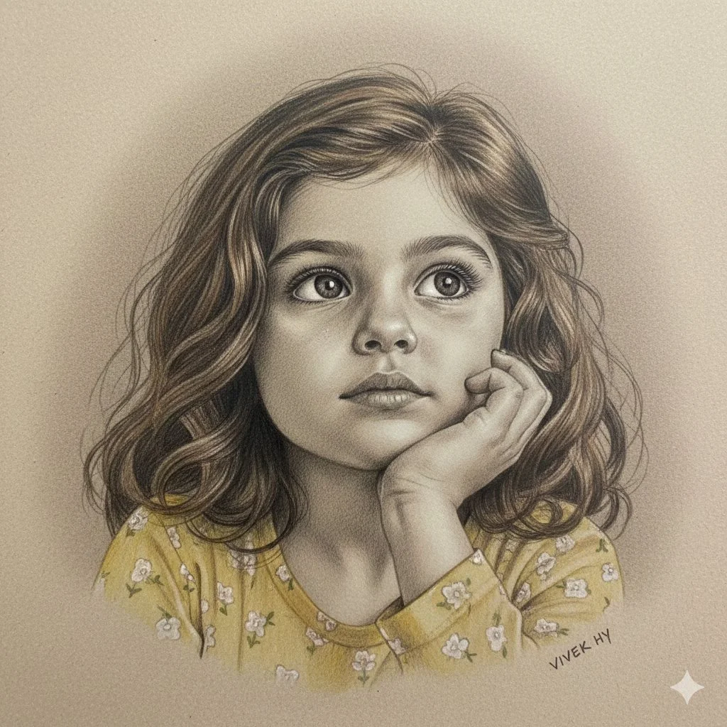 Dreamy Reflections: A Hyper-Realistic Pencil Portrait