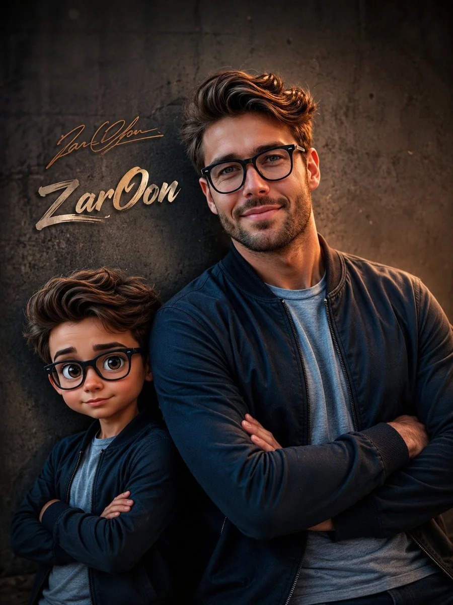 Dual Perspectives: A Boy and His Miniature Self