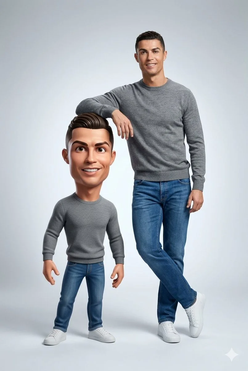 Dual Realities: Hyper-Realistic Portrait Meets Playful 3D Caricature